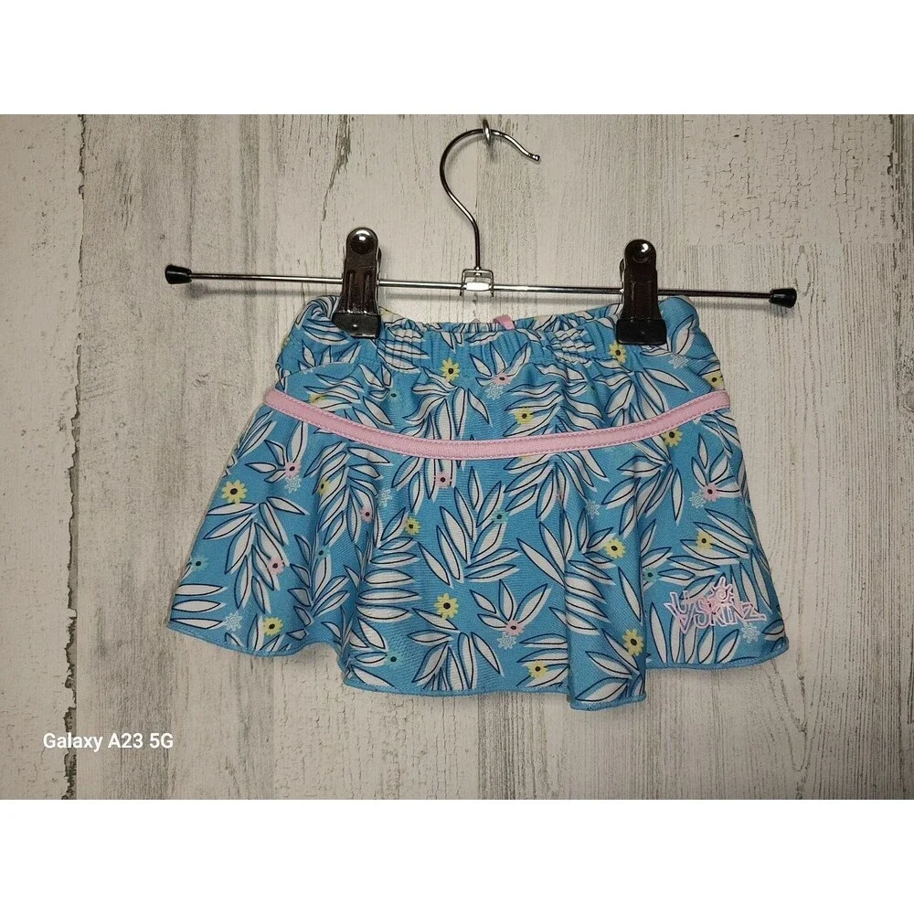 UV Skinz 3PC Swim Set UPF 50+ Graphic Tee /Skirt/Reversible Hat 12-18 Mo